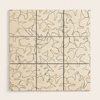 Abstract black and white floral art pattern Wood Wall Art Gallery Image 1