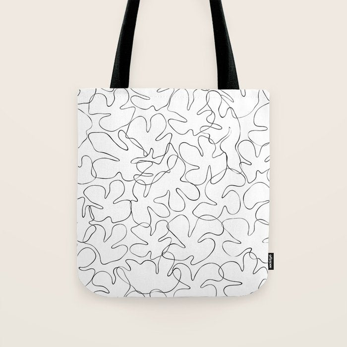 Abstract black and white floral art pattern Tote Bag Gallery Image 1