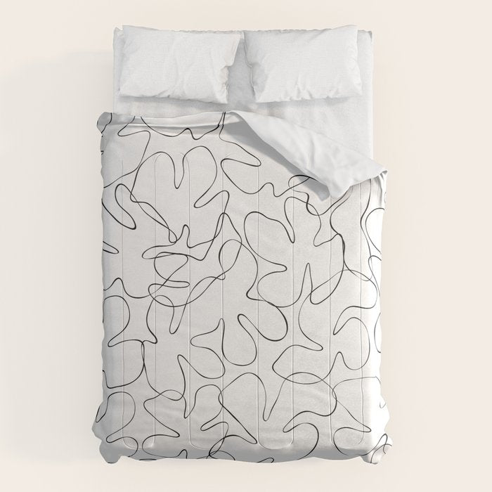 Abstract black and white floral art pattern Comforter Gallery Image 6