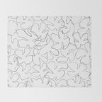 Abstract black and white floral art pattern Throw Blanket Gallery Image 2