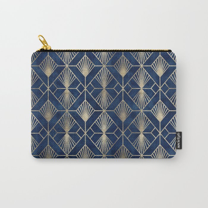 Art Deco Diamonds in Navy and Gold Carry All Pouch Gallery Image 1