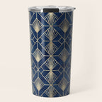 Art Deco Diamonds in Navy and Gold Travel Mug Gallery Image 1