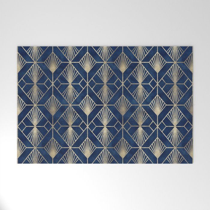 Art Deco Diamonds in Navy and Gold Welcome Mat Gallery Image 1