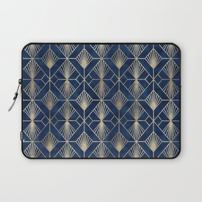 Art Deco Diamonds in Navy and Gold Laptop Sleeve Gallery Image 1
