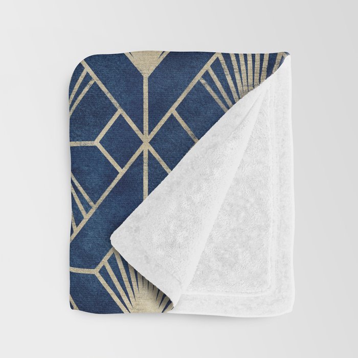 Art Deco Diamonds in Navy and Gold Throw Blanket Gallery Image 3