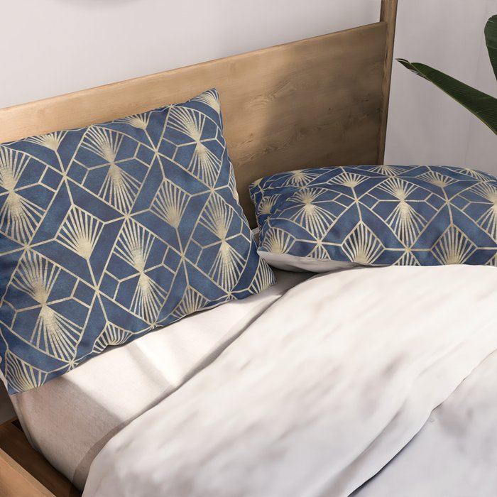 Art Deco Diamonds in Navy and Gold Pillow Sham Gallery Image 2