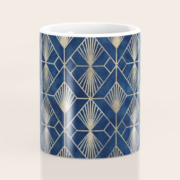Art Deco Diamonds in Navy and Gold Coffee Mug Gallery Image 4