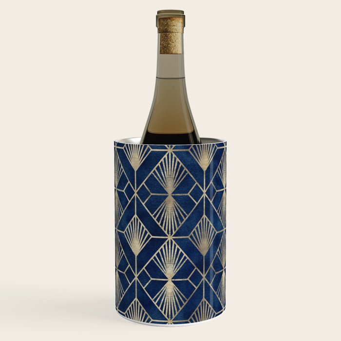 Art Deco Diamonds in Navy and Gold Wine Chiller Gallery Image 1