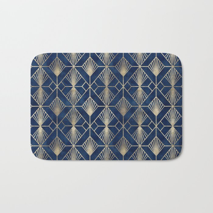 Art Deco Diamonds in Navy and Gold Bath Mat Gallery Image 1