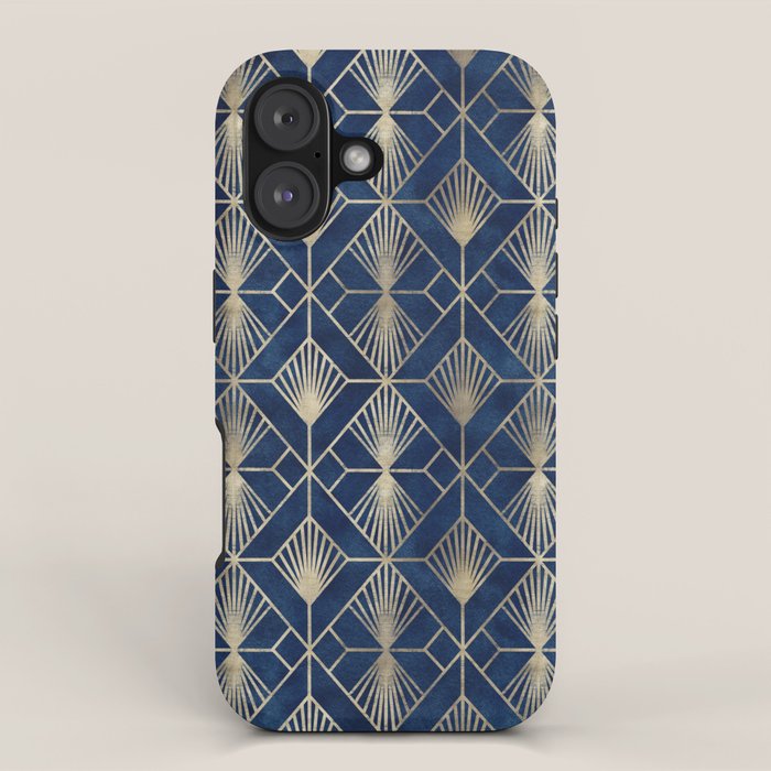 Art Deco Diamonds in Navy and Gold iPhone Case Gallery Image 1