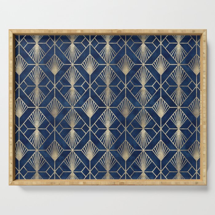 Art Deco Diamonds in Navy and Gold Serving Tray Gallery Image 1