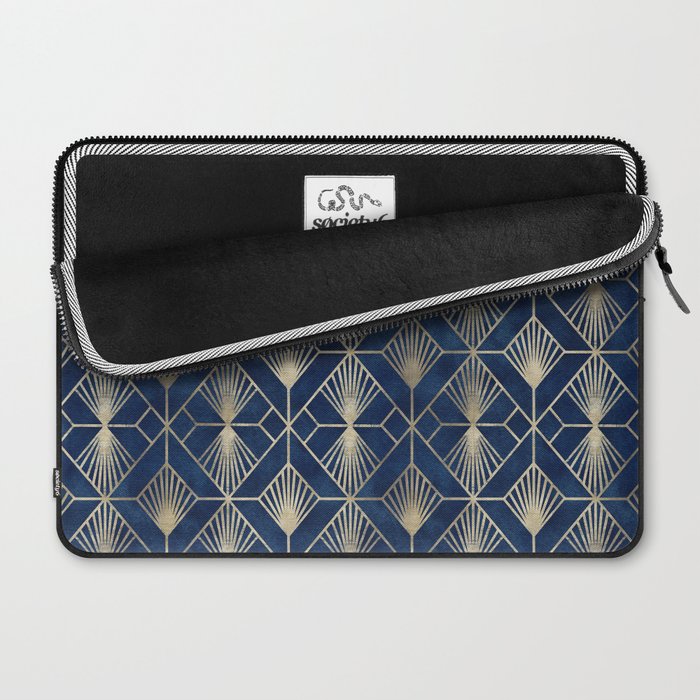 Art Deco Diamonds in Navy and Gold Laptop Sleeve Gallery Image 2