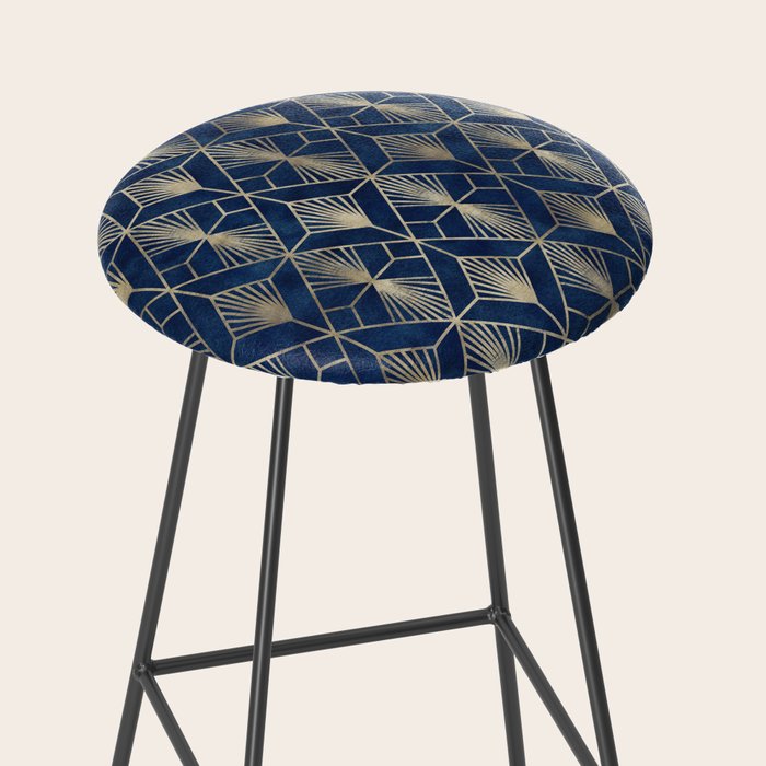 Art Deco Diamonds in Navy and Gold Stool Gallery Image 2