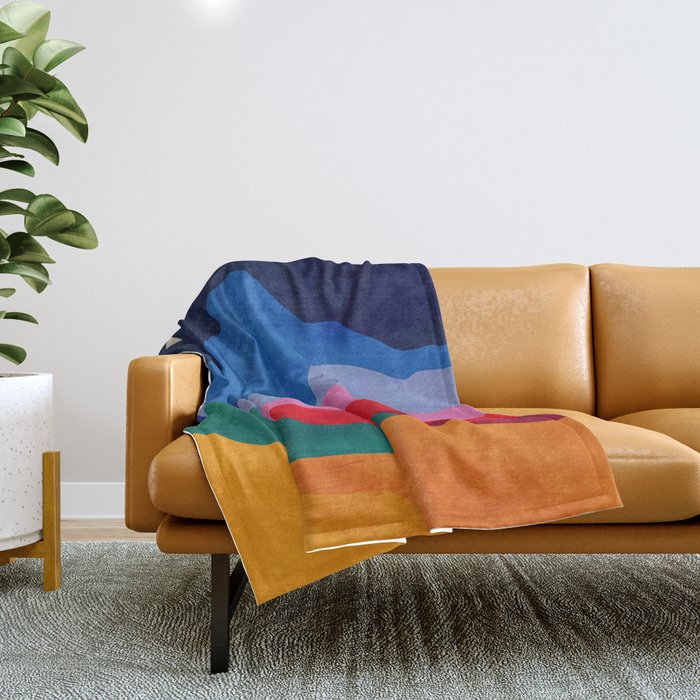Night sky over mountains Throw Blanket Gallery Image 1