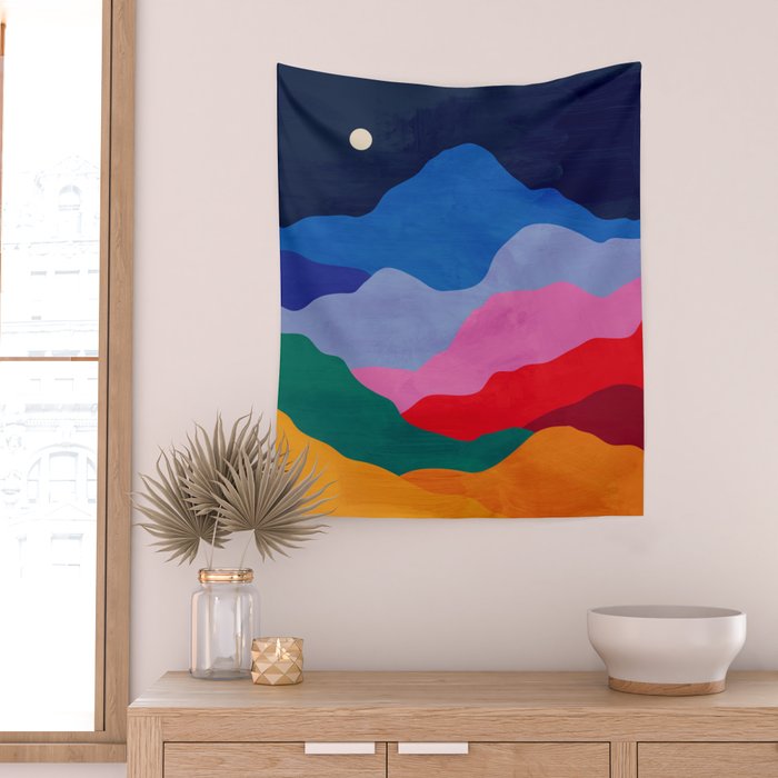 Night sky over mountains Wall Tapestry Gallery Image 2