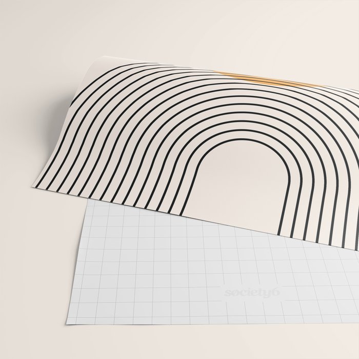 Geometric Lines in Black and Beige 29 (Rainbow and Sun Abstraction) Wrapping Paper Gallery Image 2
