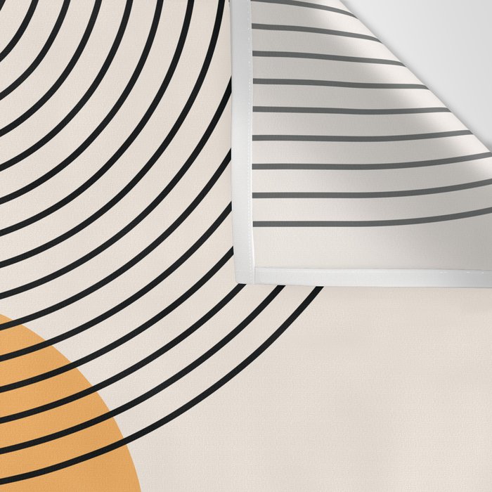 Geometric Lines in Black and Beige 29 (Rainbow and Sun Abstraction) Wall Tapestry Gallery Image 3