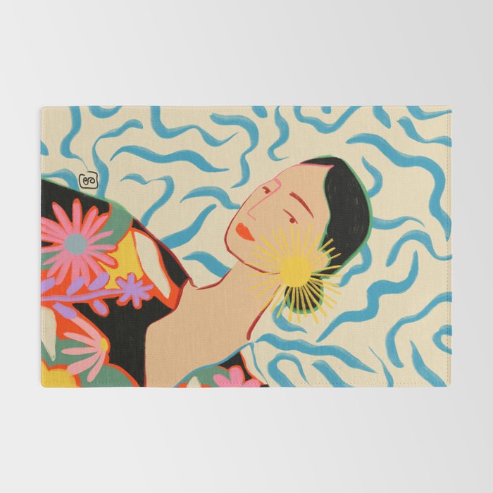 SMILING WOMAN AND SUNSHINE Rug Gallery Image 2