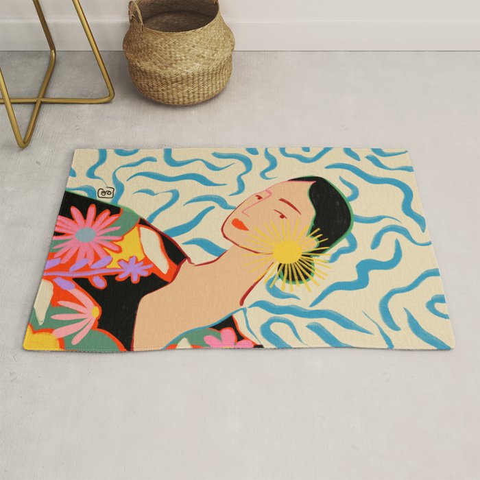 SMILING WOMAN AND SUNSHINE Rug Gallery Image 1
