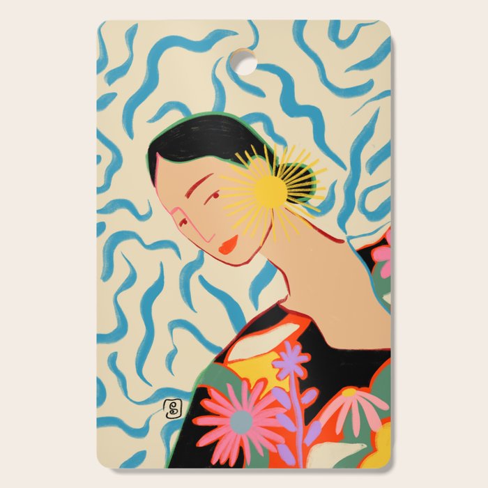 SMILING WOMAN AND SUNSHINE Cutting Board Gallery Image 1