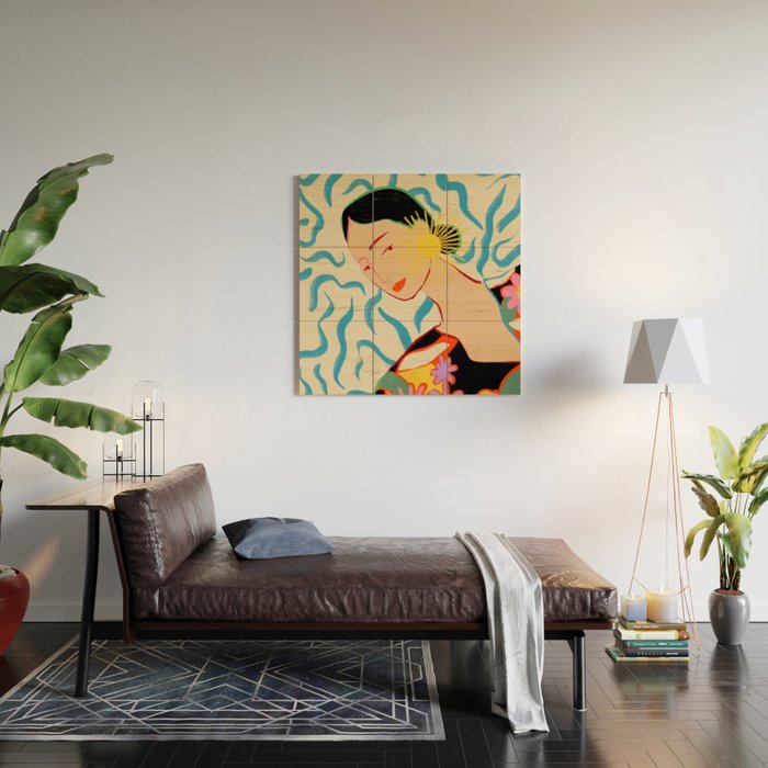 SMILING WOMAN AND SUNSHINE Wood Wall Art Gallery Image 2