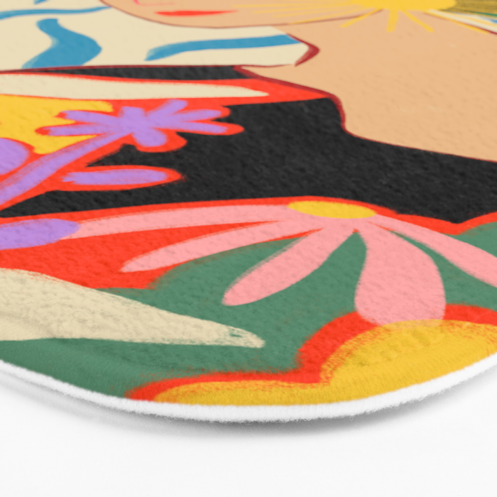 SMILING WOMAN AND SUNSHINE Bath Mat Gallery Image 3