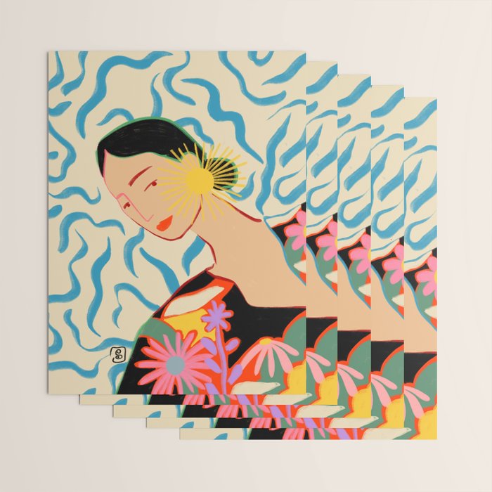 SMILING WOMAN AND SUNSHINE Wrapping Paper Gallery Image 3