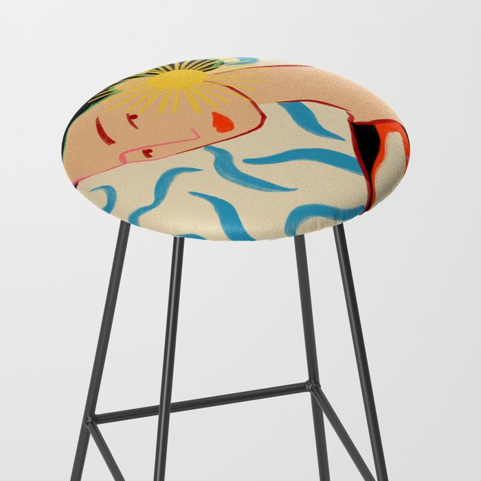 SMILING WOMAN AND SUNSHINE Stool Gallery Image 2