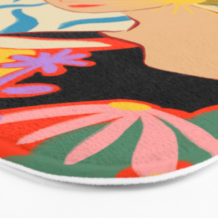 SMILING WOMAN AND SUNSHINE Bath Mat Gallery Image 3