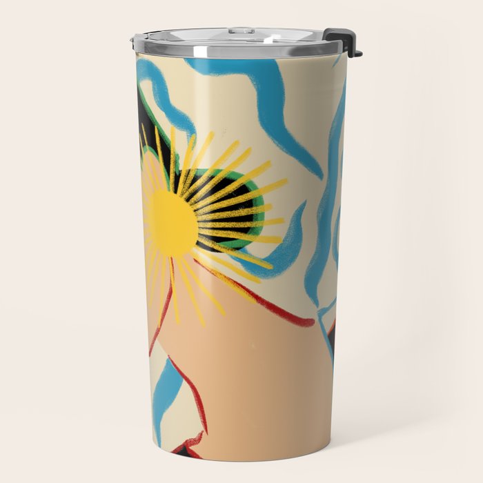 SMILING WOMAN AND SUNSHINE Travel Mug Gallery Image 2