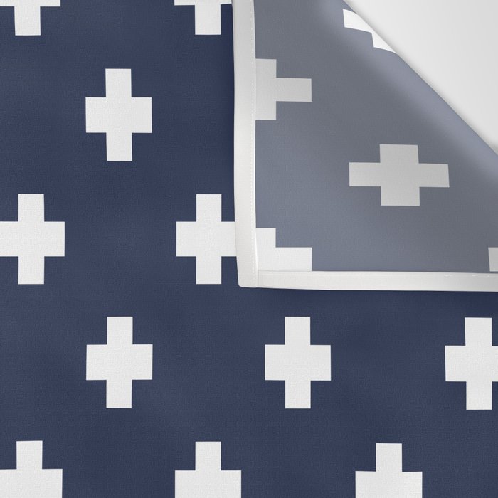 White Swiss Cross Pattern on Navy Blue background Wall Tapestry Gallery Image 3