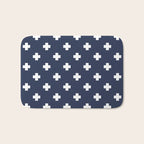 White Swiss Cross Pattern on Navy Blue background Bath Mat Gallery Image 1