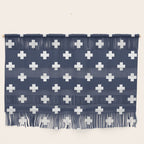 White Swiss Cross Pattern on Navy Blue background Wall Hanging Gallery Image 1