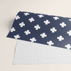 White Swiss Cross Pattern on Navy Blue background Wrapping Paper Gallery Image 2