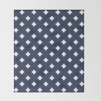 White Swiss Cross Pattern on Navy Blue background Throw Blanket Gallery Image 2