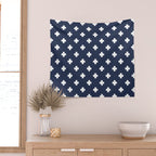 White Swiss Cross Pattern on Navy Blue background Wall Tapestry Gallery Image 2