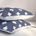 White Swiss Cross Pattern on Navy Blue background Pillow Sham Gallery Image 3