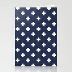 White Swiss Cross Pattern on Navy Blue background Stationery Card Gallery Image 2