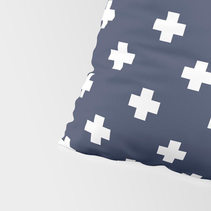 White Swiss Cross Pattern on Navy Blue background Pillow Sham Gallery Image 4