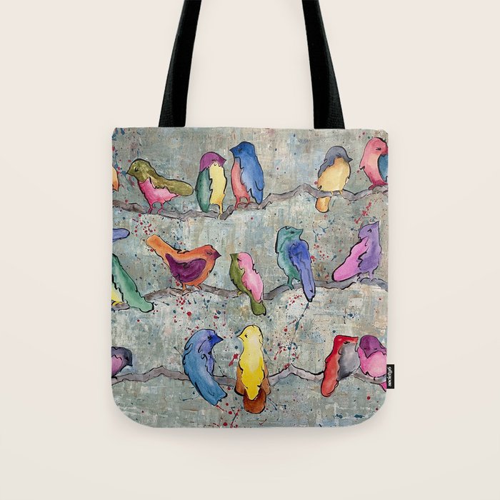 Colorful Birds Banter Tote Bag Gallery Image 1