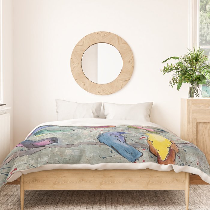 Colorful Birds Banter Duvet Cover Gallery Image 3