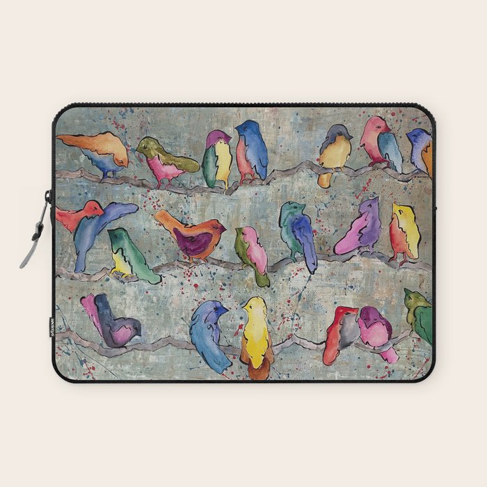 Colorful Birds Banter Laptop Sleeve Gallery Image 1