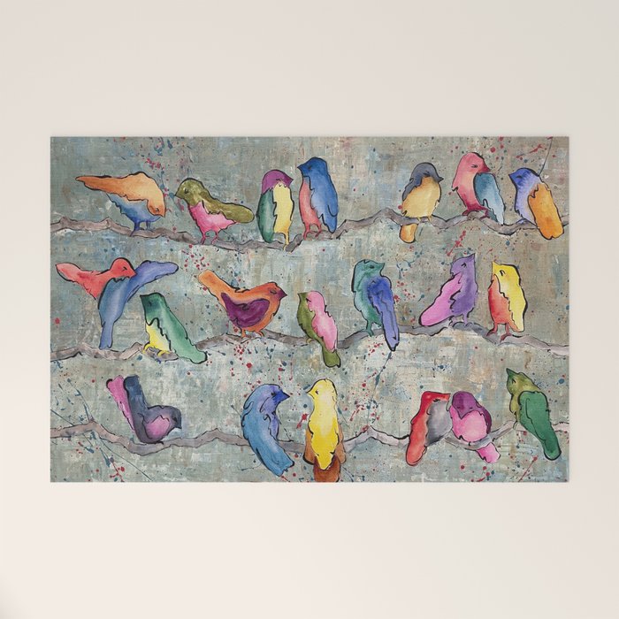 Colorful Birds Banter Welcome Mat Gallery Image 1