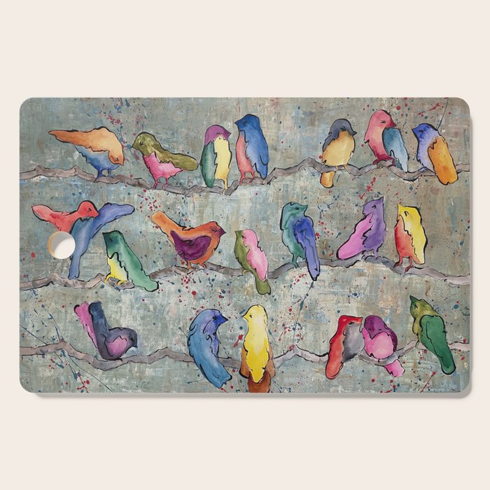 Colorful Birds Banter Cutting Board Gallery Image 1