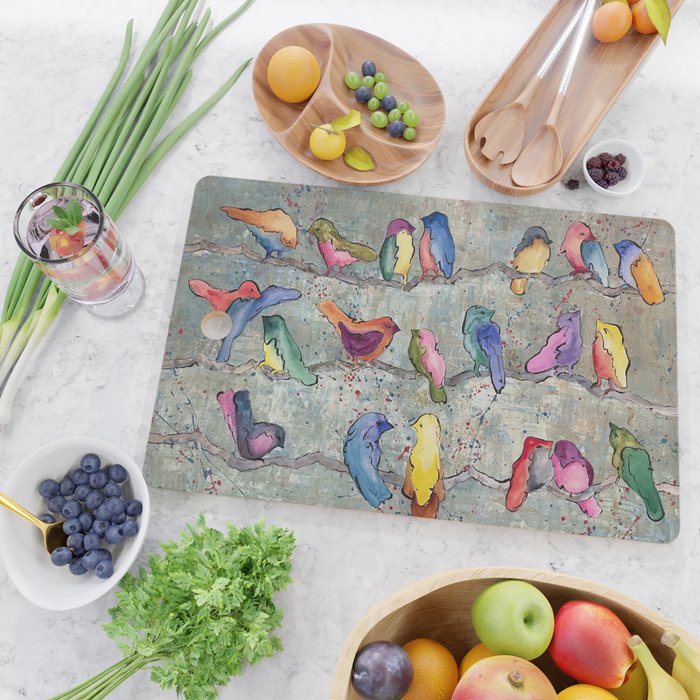 Colorful Birds Banter Cutting Board Gallery Image 2