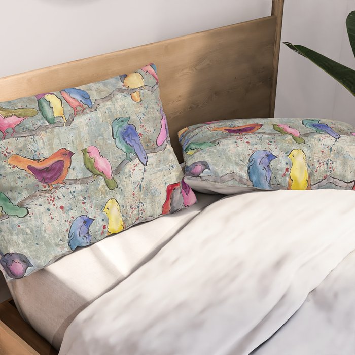 Colorful Birds Banter Pillow Sham Gallery Image 2