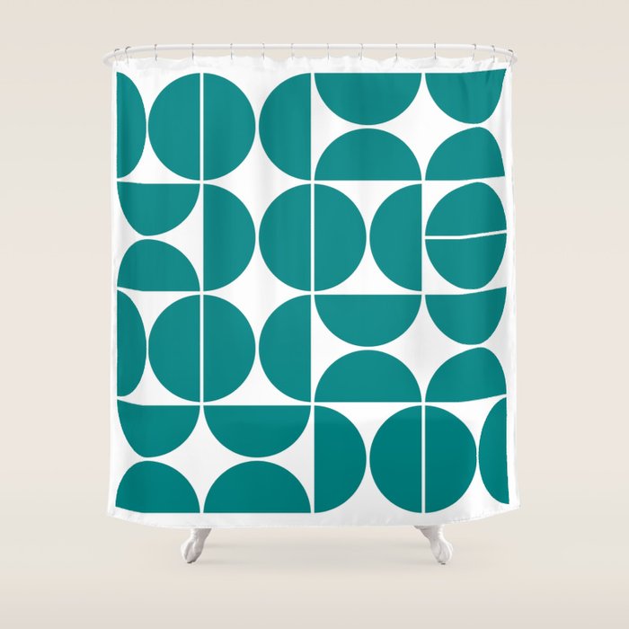 Mid Century Modern Geometric 04 Teal Shower Curtain Gallery Image 1