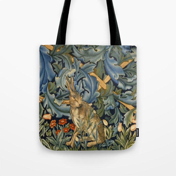 William Morris Forest Rabbit , Morris Floral Tote Bag Gallery Image 1