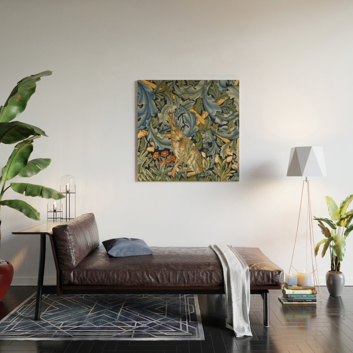 William Morris Forest Rabbit , Morris Floral Wood Wall Art Gallery Image 2