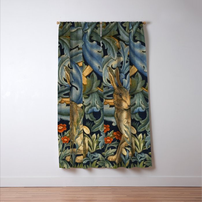 William Morris Forest Rabbit , Morris Floral Window Curtain Gallery Image 3
